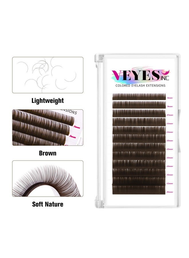 ڤييس انك وصلات رموش VEYES INC الملونة 03 05 07 15 C/D Curl 8-16mm بطول مختلط، رموش حريرية فردية فاخرة، لوازم احترافية لفناني الرموش (بني لاتيه غامق 0.05 D 8-16mm) - Image 2