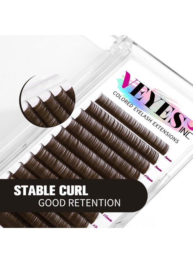 ڤييس انك وصلات رموش VEYES INC الملونة 03 05 07 15 C/D Curl 8-16mm بطول مختلط، رموش حريرية فردية فاخرة، لوازم احترافية لفناني الرموش (بني لاتيه غامق 0.05 D 8-16mm) - Image 4