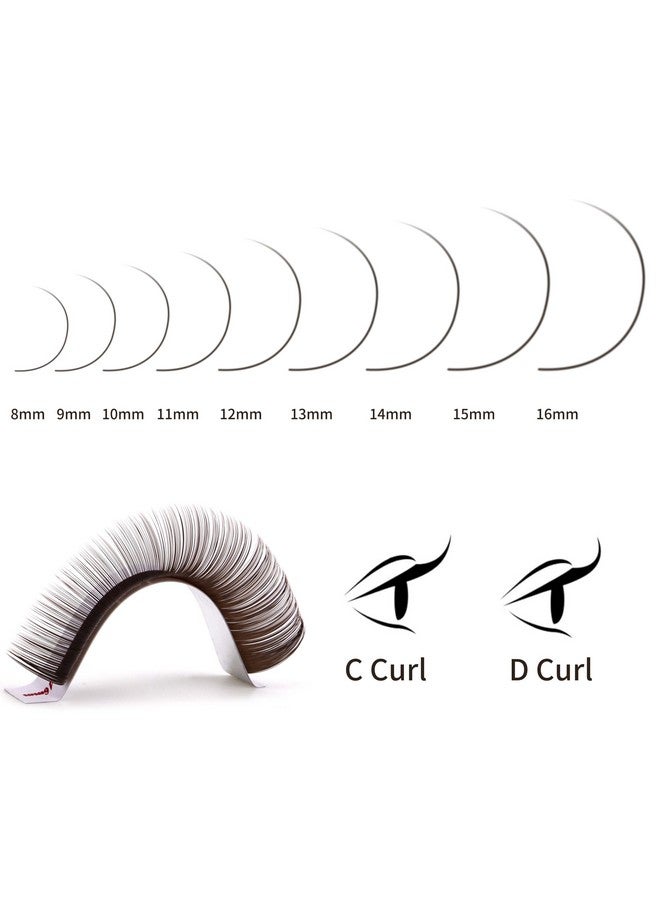 ڤييس انك وصلات رموش VEYES INC الملونة 03 05 07 15 C/D Curl 8-16mm بطول مختلط، رموش حريرية فردية فاخرة، لوازم احترافية لفناني الرموش (بني لاتيه غامق 0.05 D 8-16mm) - Image 5