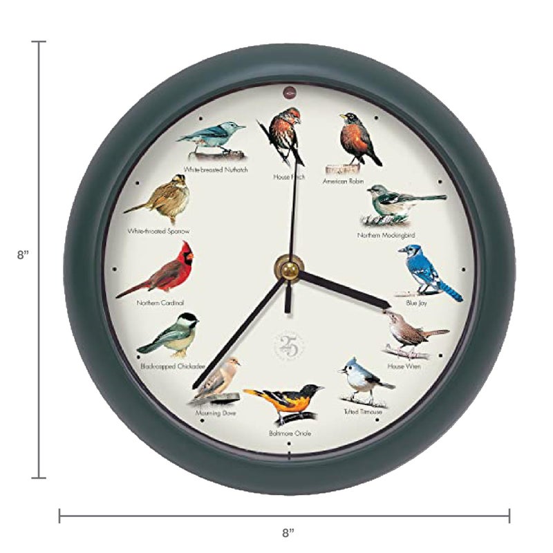Mark Feldstein & Associates Mark Feldstein, The Original Singing Bird Clock, 25th Anniversary Edition, 8 Inch, Green - Image 2
