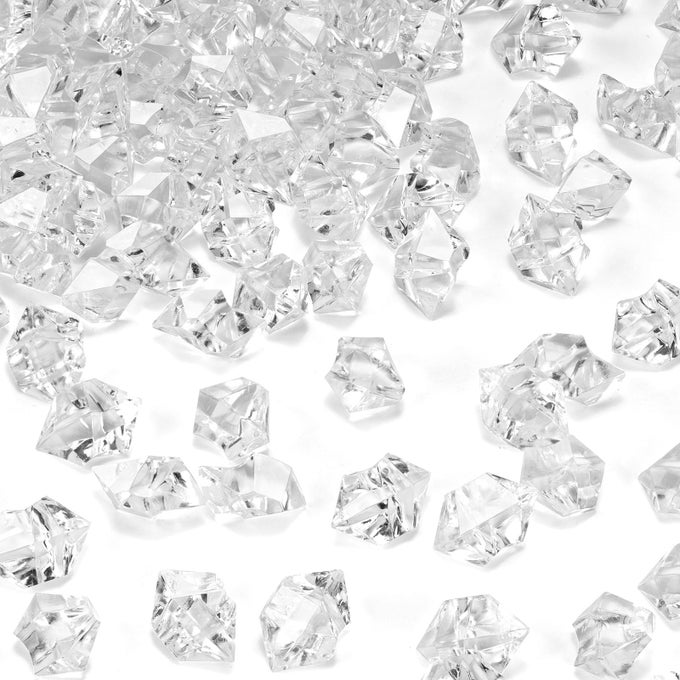 1000PCS FAKE ICE ROCKS ACRYLIC ICE CUBES CLEAR ROCKS FAKE DIAMONDS CLEAR ACRYLIC VASE FILLERS PLASTIC CRYSTALS FAKE CRUSHED GEMS
