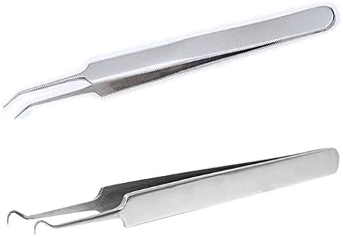 Glamza Blackhead Professional Stainless Steel Set Whiteheads Tweezer And Curved Clips Pimple Acne Cleaner Remover - Image 1