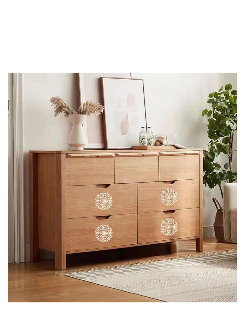 4 Pcs Decorative Wood Hollow Flower Carved Appliques Onlays, Unpainted Vintage Round Carving Decal for Furniture Cabinet Bed Closet DIY Decoration - Image 2