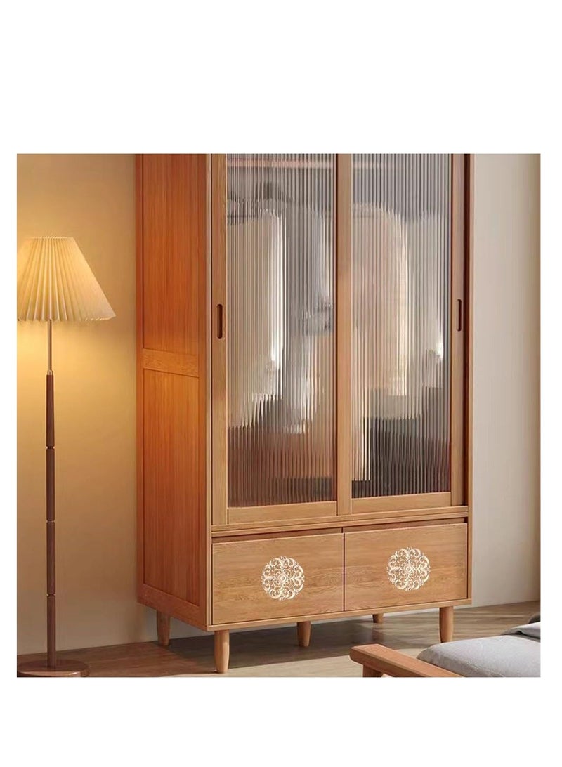 4 Pcs Decorative Wood Hollow Flower Carved Appliques Onlays, Unpainted Vintage Round Carving Decal for Furniture Cabinet Bed Closet DIY Decoration - Image 3