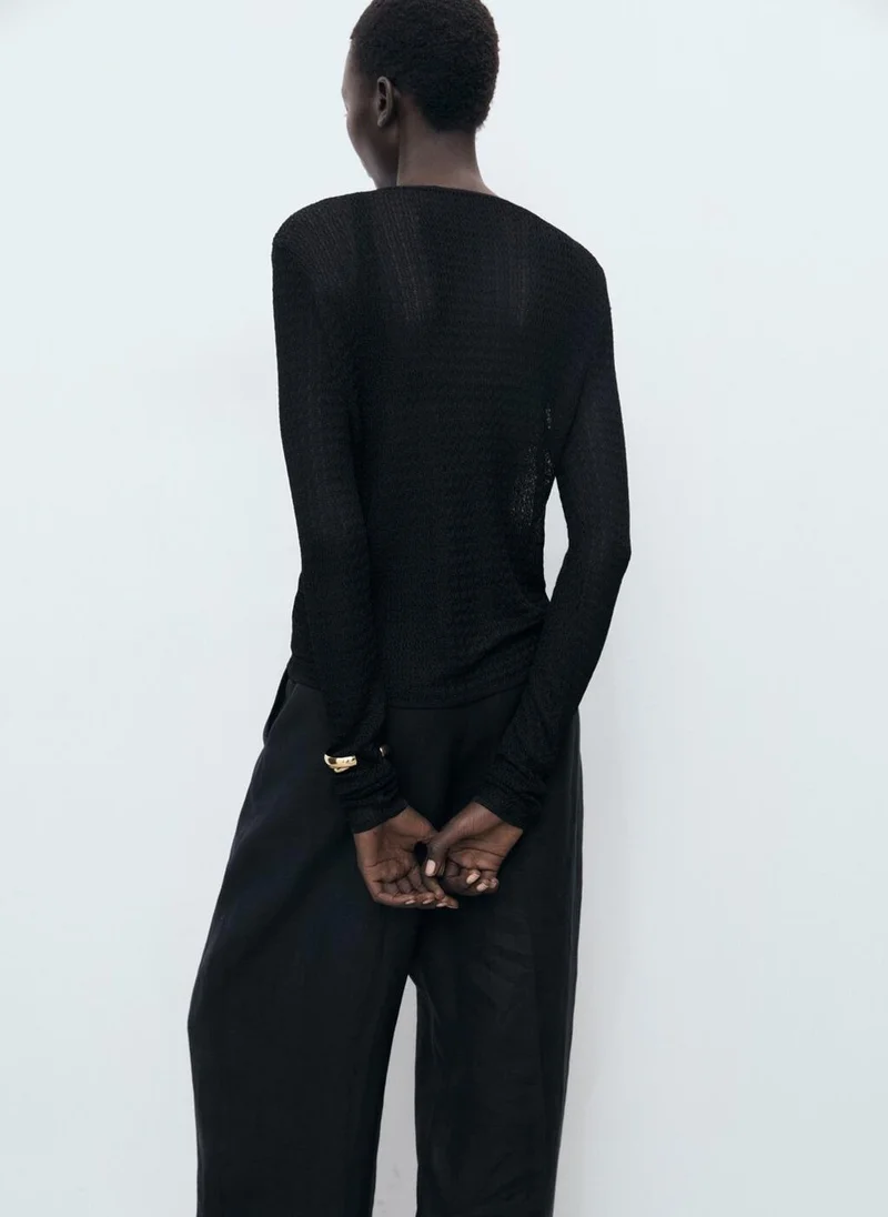 MANGO Knitted Cardigan With Ties