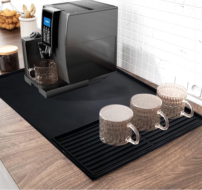Emptycolor Coffee Bar Mat for Countertop, Emptycolor Heat Resistant Non-Slip Silicone Coffee Maker Station Mat for Counter, Waterproof Espresso Machine Mat - Image 1