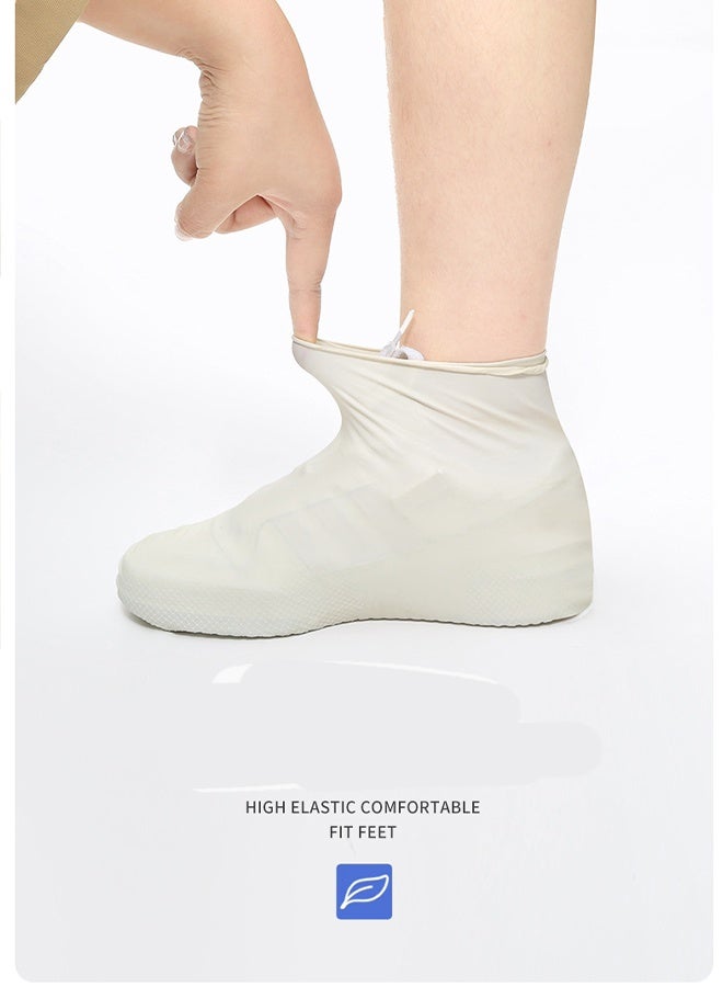 MANBO These 2 pairs of white latex shoe covers are waterproof, slip-resistant, snow-proof and mud-proof with excellent durability. They effectively keep shoes clean and dry, making them perfect for gardening, rainy days, snowy weather and messy outdoor environments. - Image 5