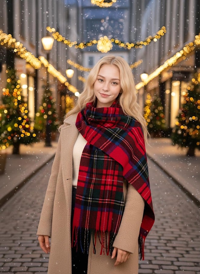 Achillea Scottish Tartan Plaid Scarf - Warm Cashmere Feel Winter Scarf, Scarves for Holiday, Christmas & Daily Wear (Royal Stewart) - Image 3