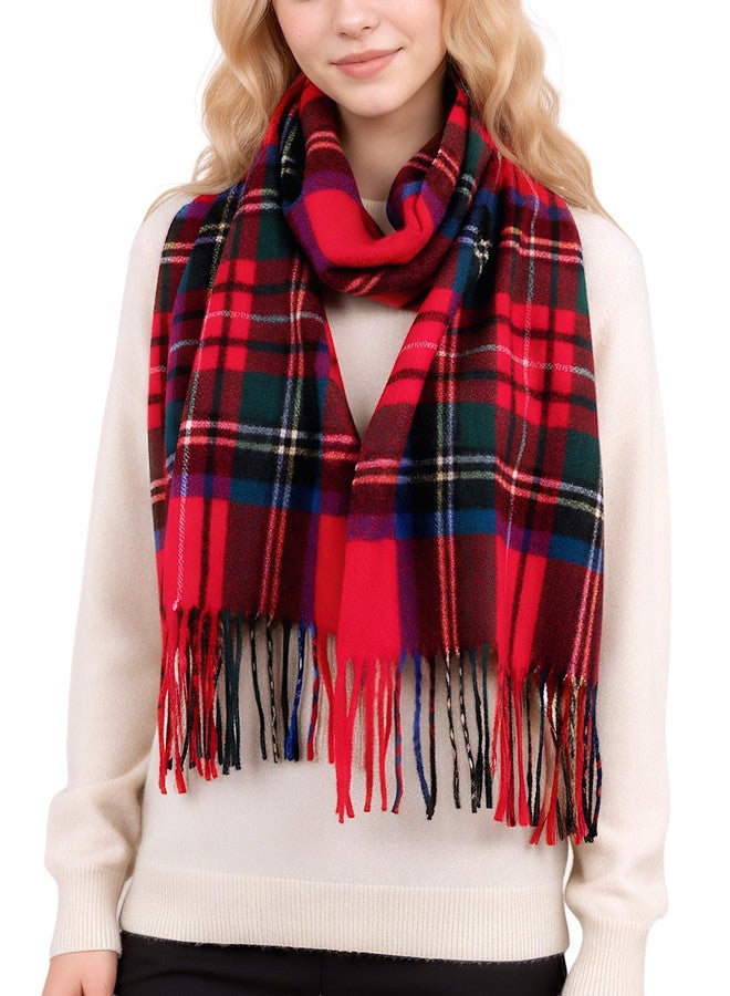 Achillea Scottish Tartan Plaid Scarf - Warm Cashmere Feel Winter Scarf, Scarves for Holiday, Christmas & Daily Wear (Royal Stewart) - Image 1