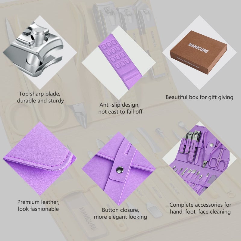 Leipple Manicure Set Professional Nail Clippers Pedicure Kit, 16 pcs Stainless Steel Nail Care Tools Grooming Kit with Luxurious Travel Leather Case for Thick Nails Men Women Gift - Image 5