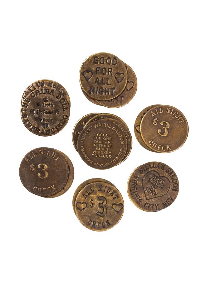 Artisan Owl Double-Sided Solid Brass Old West Replica Tokens - Antique Finish Collectible Cat House Brothel Tokens (Set Of 20)  - Image 2