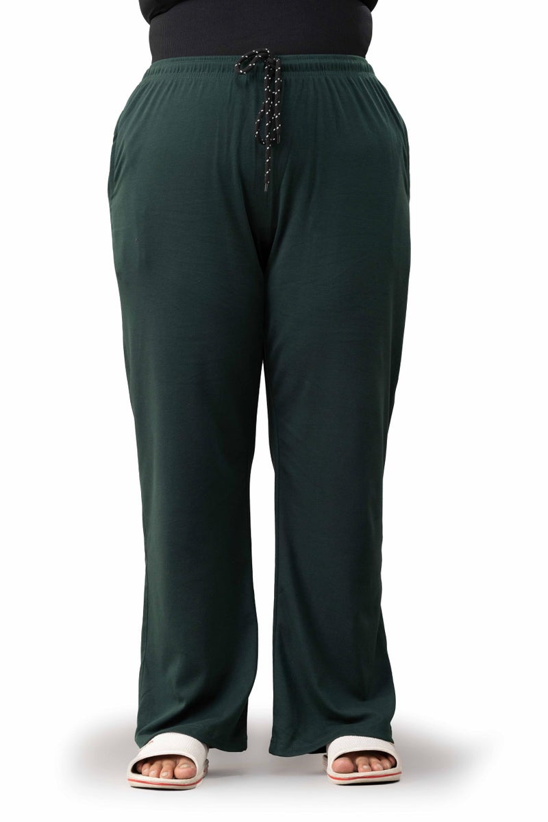 CUPID Women's Regular Fit Cotton Pant, High Rise Pajama, Stretchy Parallel Leg Pyjama For Night Wear_Bottle Green_Large - Image 1