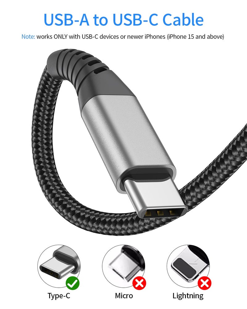 Umefly 6 inch Short USB C Cable Fast Charging 2 Pack, 0.5ft USB A to USB C Cable Short USBC Cable Braided, 3A USB Type C Cable for iPhone 15 16 17 Pro Max, Samsung Galaxy S24 S23, Google Pixel, iPad - Image 2