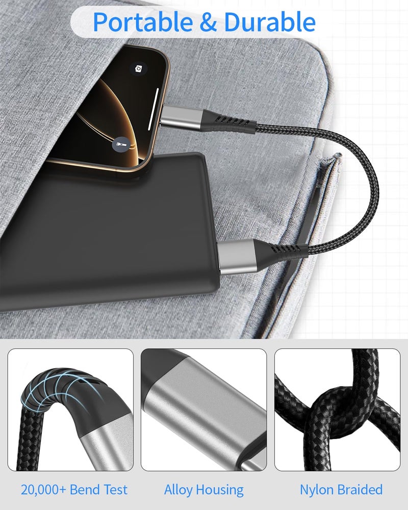 Umefly 6 inch Short USB C Cable Fast Charging 2 Pack, 0.5ft USB A to USB C Cable Short USBC Cable Braided, 3A USB Type C Cable for iPhone 15 16 17 Pro Max, Samsung Galaxy S24 S23, Google Pixel, iPad - Image 3