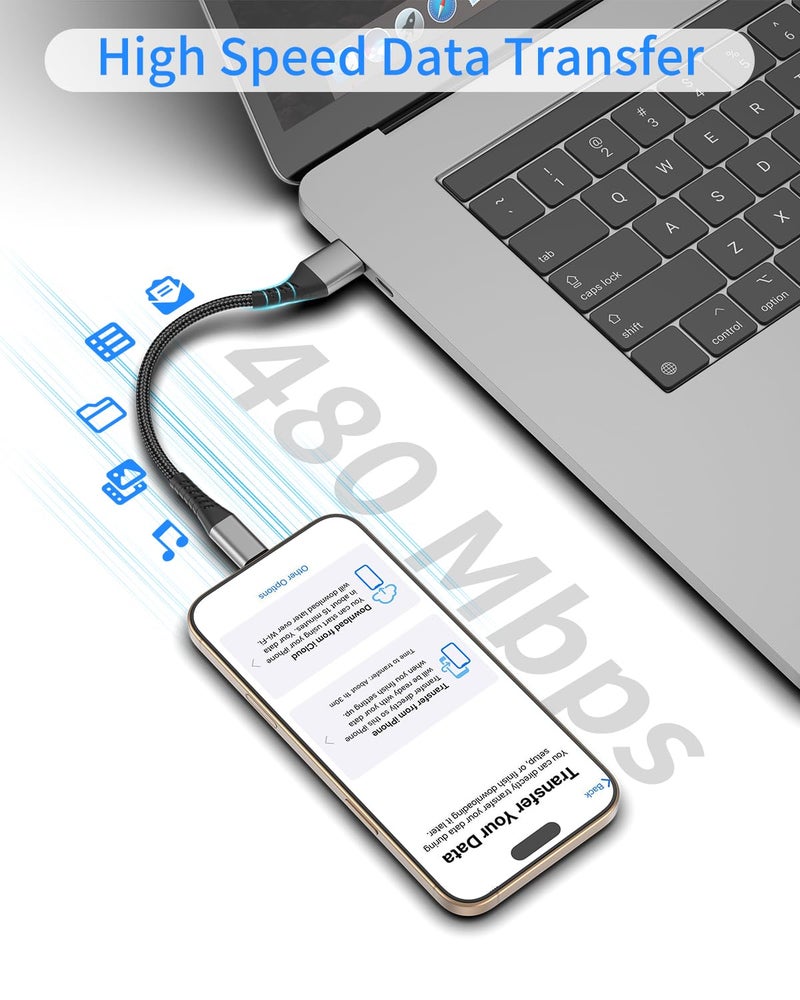 Umefly 6 inch Short USB C Cable Fast Charging 2 Pack, 0.5ft USB A to USB C Cable Short USBC Cable Braided, 3A USB Type C Cable for iPhone 15 16 17 Pro Max, Samsung Galaxy S24 S23, Google Pixel, iPad - Image 4