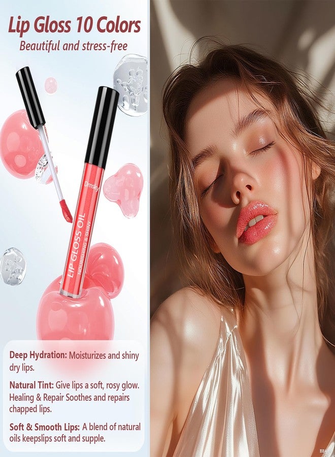Dmsky Bling Lip Gloss Set,10 Colors High Shine Lip Gloss Pack Non-Sticky Pink Glitter Long Lasting Moisturizing,Multi Fruit Flavors Glitter Makeup for Women,20 Pack - Image 4