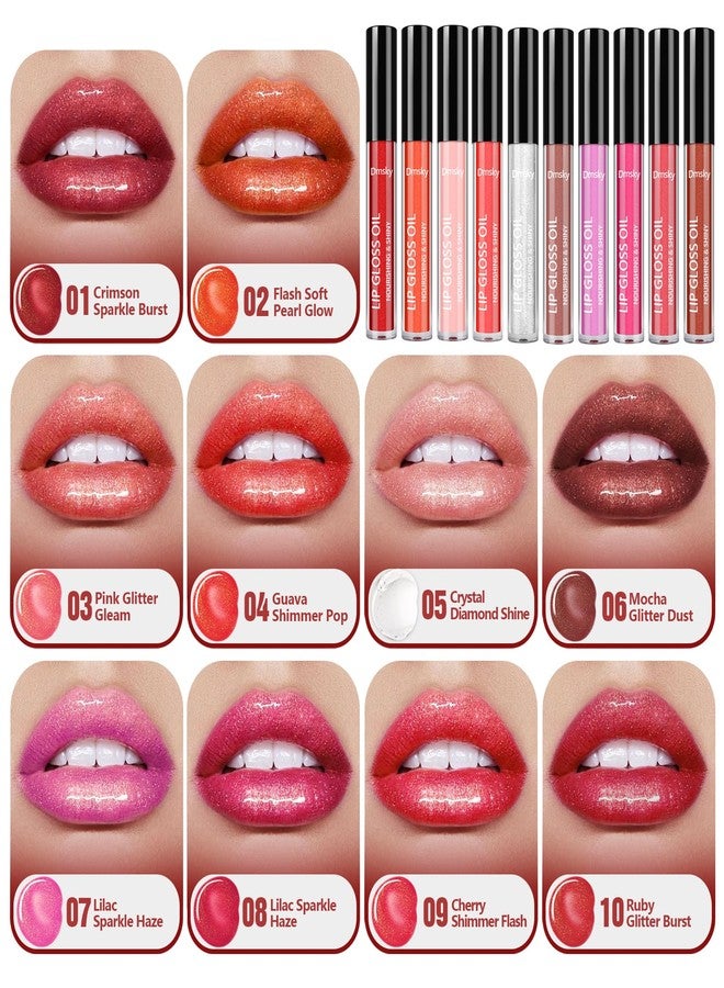 Dmsky Bling Lip Gloss Set,10 Colors High Shine Lip Gloss Pack Non-Sticky Pink Glitter Long Lasting Moisturizing,Multi Fruit Flavors Glitter Makeup for Women,20 Pack - Image 3