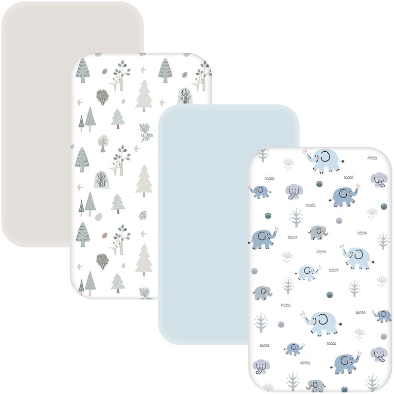 NacoMoco 4 Pack Baby Bassinet Sheets - 35"x20" Bedside Bassinet Sheets for Newton, Ezebaby, AMKE(3 in 1) & Other Large Bedside Sleeper | Ultra Soft & Skin Friendly Bassinet Fitted Sheets for Boys Girls - Image 1