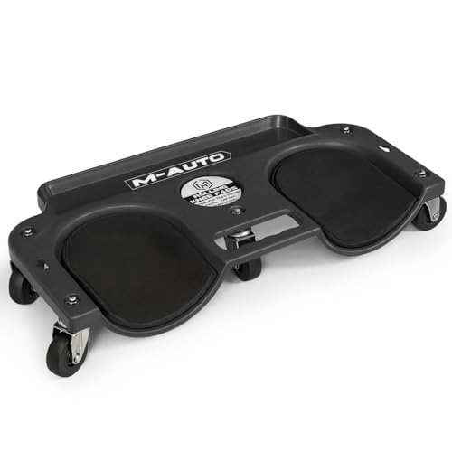 M-AUTO Rolling Knee Creeper Durable Knee Pads with Full 360 Degree Turn Casters and Tool Tray, Garage Kneeling Pads on Swivel Castors for Home Workshop Auto Repairing Maintaining, Black - Image 1