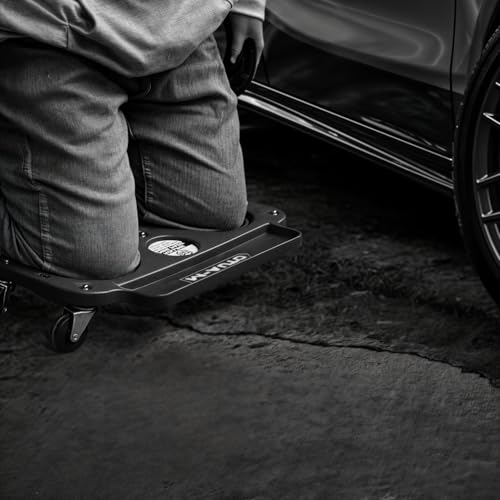 M-AUTO Rolling Knee Creeper Durable Knee Pads with Full 360 Degree Turn Casters and Tool Tray, Garage Kneeling Pads on Swivel Castors for Home Workshop Auto Repairing Maintaining, Black - Image 3