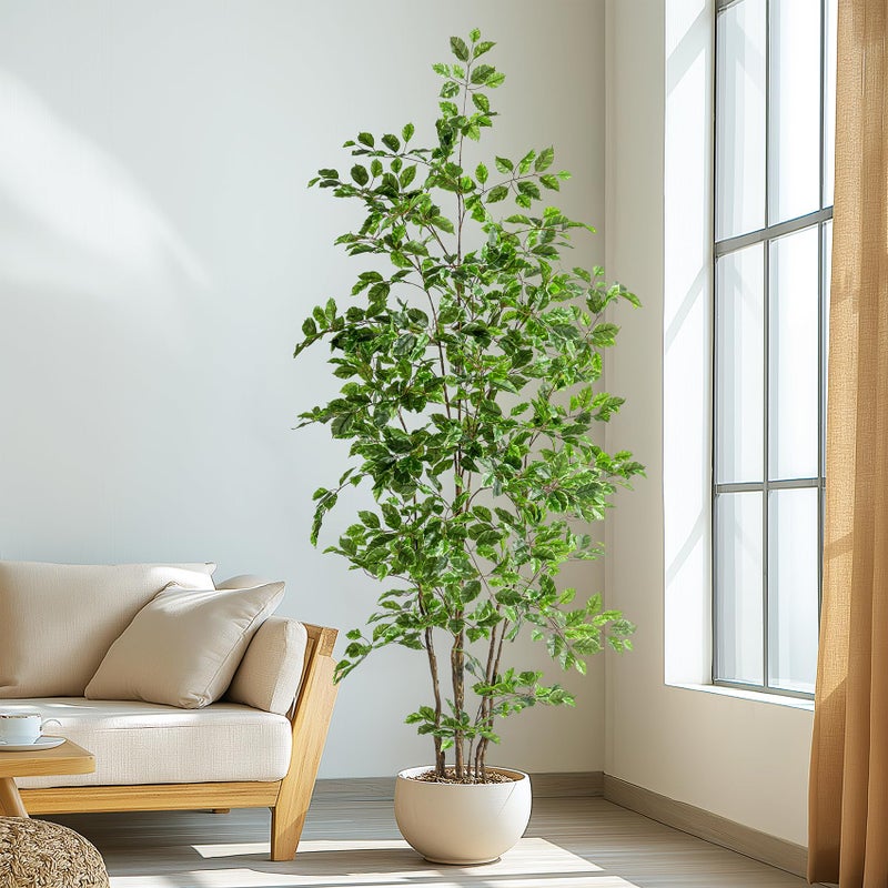 Bailikang Artificial Ficus Tree Indoor 7ft, Large Potted Faux Tree with Realistic Silk Leaves & Trunk for Home Office, Living Room Corner Decor - Image 5