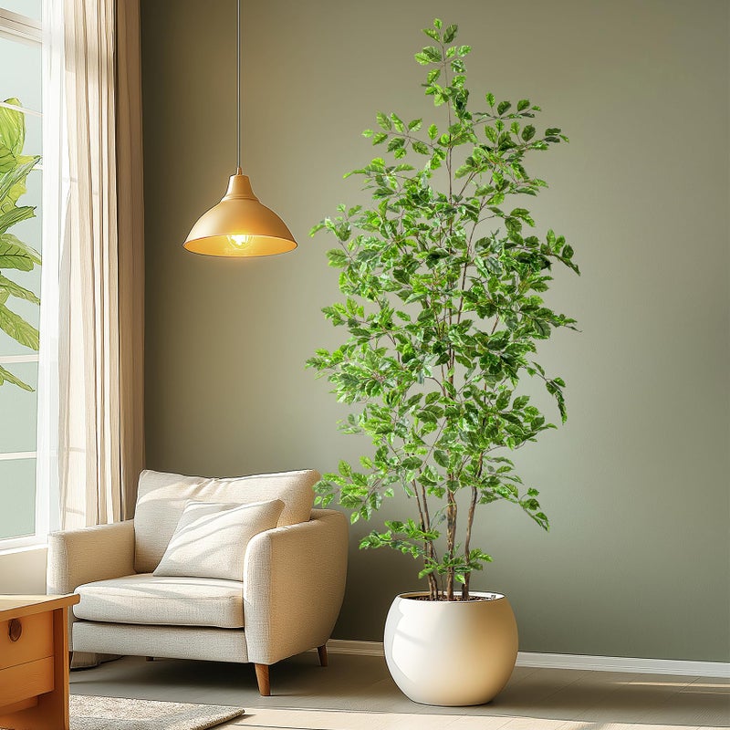 Bailikang Artificial Ficus Tree Indoor 7ft, Large Potted Faux Tree with Realistic Silk Leaves & Trunk for Home Office, Living Room Corner Decor - Image 4