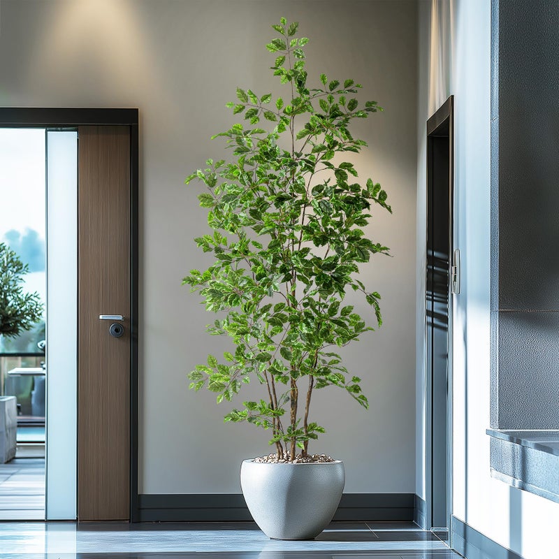 Bailikang Artificial Ficus Tree Indoor 7ft, Large Potted Faux Tree with Realistic Silk Leaves & Trunk for Home Office, Living Room Corner Decor - Image 2