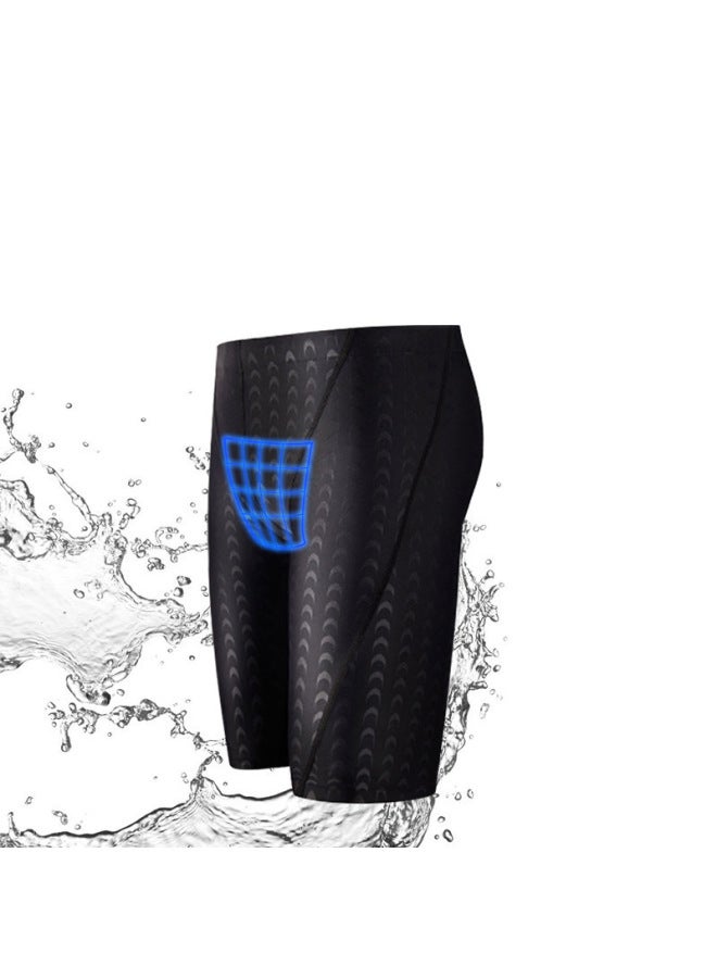 Loquat Swimsuit Men's Professional Anti-embarrassment Large Size Five-point Pants Swimming Equipment Comfortable Full Body Hot Spring Swimsuit Men's Suit-Color:Black Top + Pants-  - Image 4
