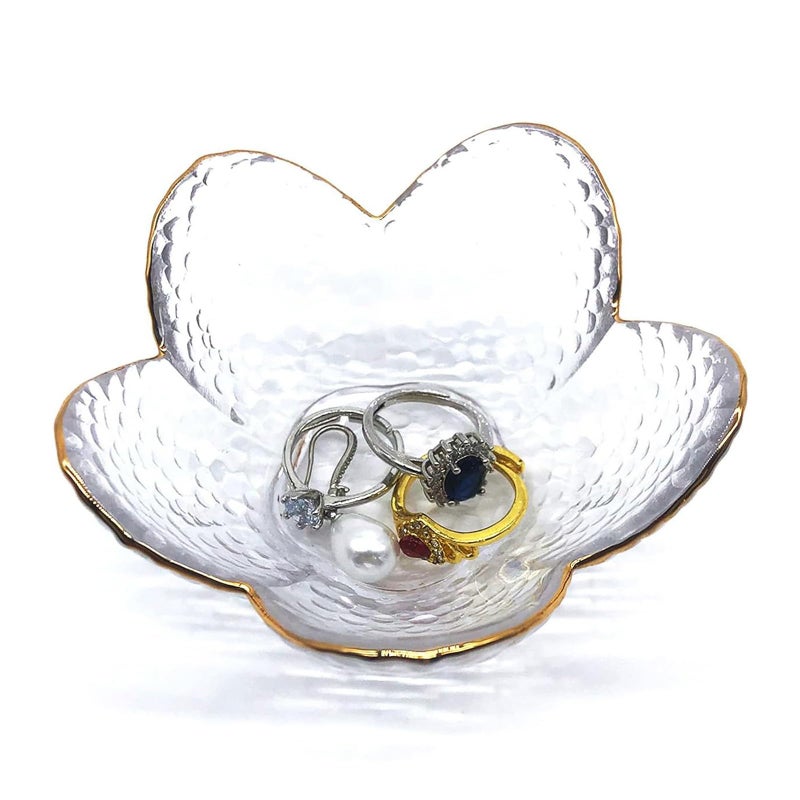 BESSKON Small Ring Dish Jewelry Bowl, Glass Jewelry Dish Trinket Bowl, Crystal Ring Holder Dish Jewelry Plate, Nightstand Decor Jewelry Holder Dish, Engagement Gift Jewelry Tray Dish for Rings, Keys - Image 1