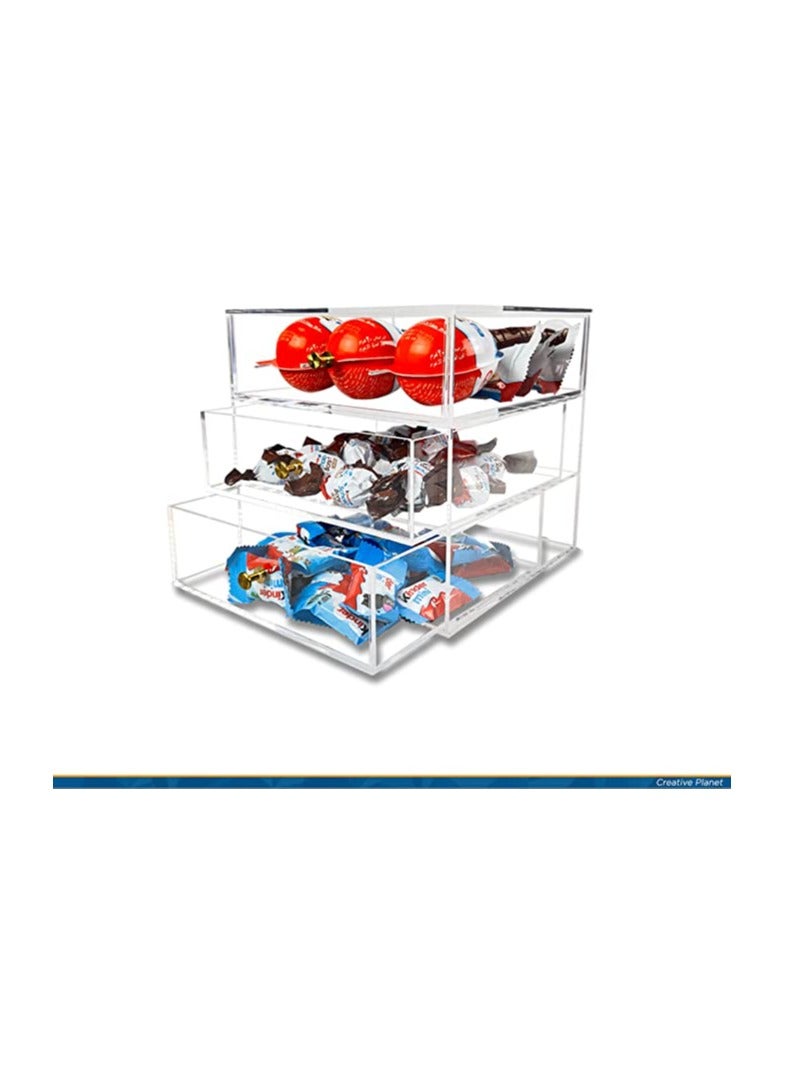 Creative Planet Acrylic storage organization drawers for jewelry, makeup, hair accessories, cosmetics, sunglasses, toiletries (3Level XL Rose Gold) - Image 4