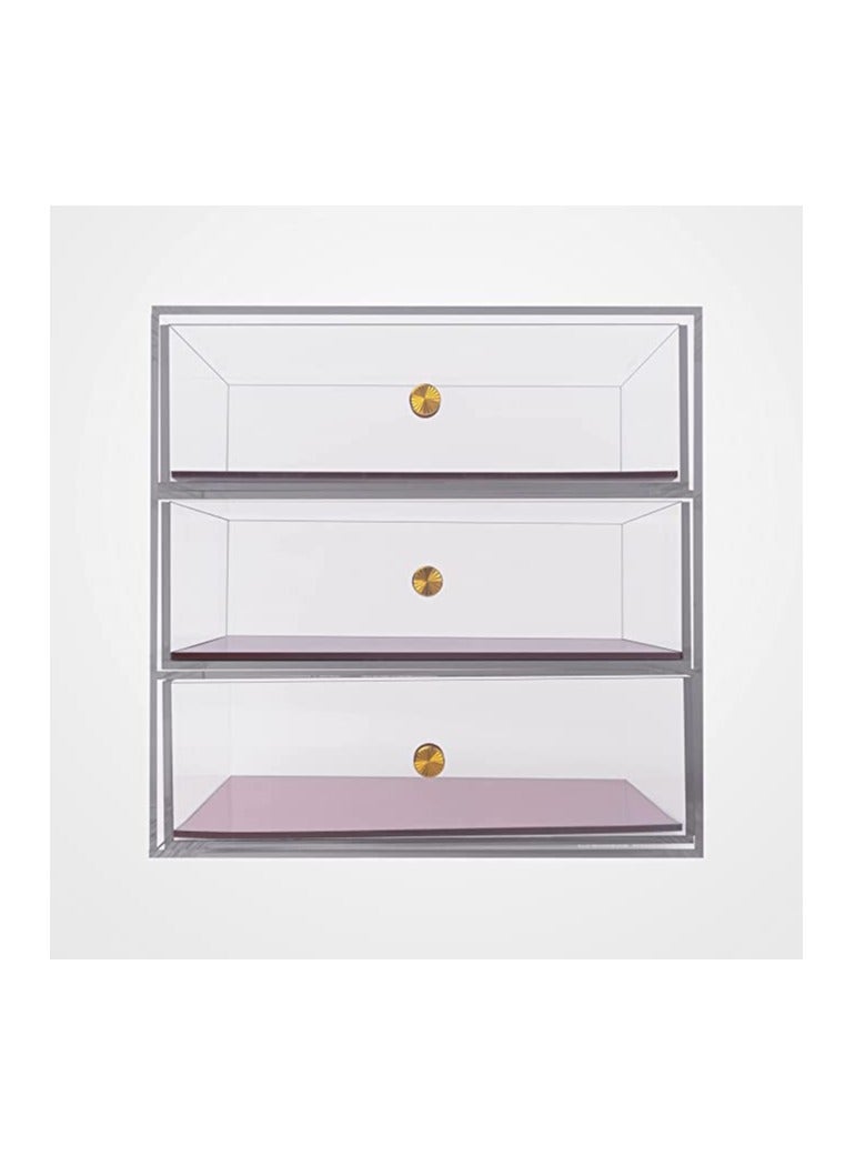 Creative Planet Acrylic storage organization drawers for jewelry, makeup, hair accessories, cosmetics, sunglasses, toiletries (3Level XL Rose Gold) - Image 2