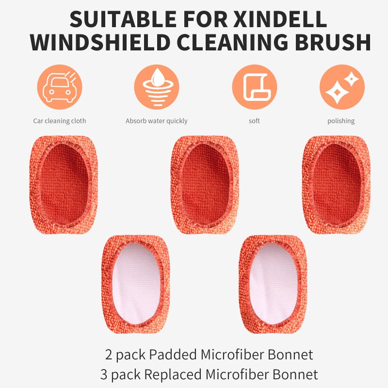 X XINDELL مجموعة XINDELL من 5 وسادات ميكروفايبر - رؤوس بديلة لأدوات تنظيف الزجاج الأمامي من Xindell. وسادات مربعة قابلة للغسل وإعادة الاستخدام (خضراء). تناسب أداة الوصول إلى النوافذ - المقبض غير متضمن - Image 4