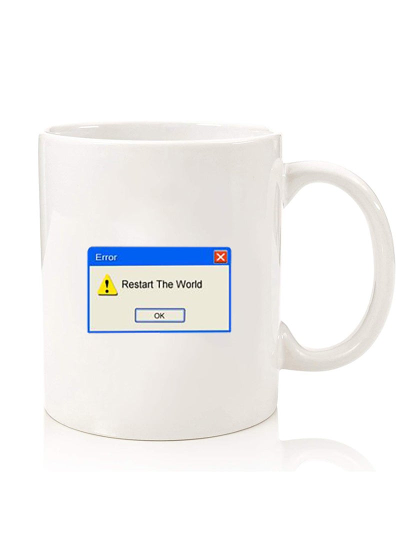 Theodor Premium Quality Two Sided Printed Coffee Mug Tea Cup For Home Office, Kids Men Women Restart the world - Image 1
