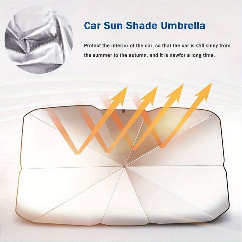 Black Foldable Car Windshield Sun Shade UPF 50 Strong UV Protection Heat Insulation Sunscreen Protects Dashboard Interior From Aging High Efficiency Physical Cooling Car Sun Visor Suitable For Sedans SUVs And Self Driving Travel - Image 4