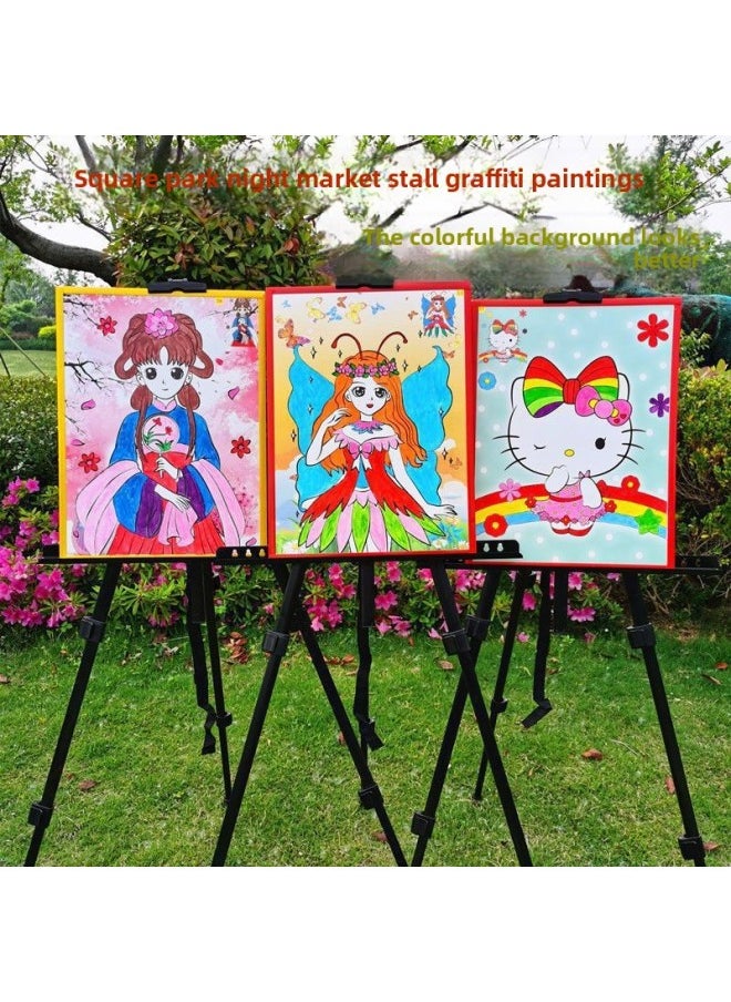 ماركة غير محددة حامل لرسم المماطلة للأطفال، لعبة لوحة رسم التلوين، رسم جرافيتي، تلوين الأطفال، السوق الليلي، لوحة ملونة مربعة، اللون: 20 لوحة + 20 مجموعة من 12 لونًا من الطلاء و40 قلمًا  - Image 2