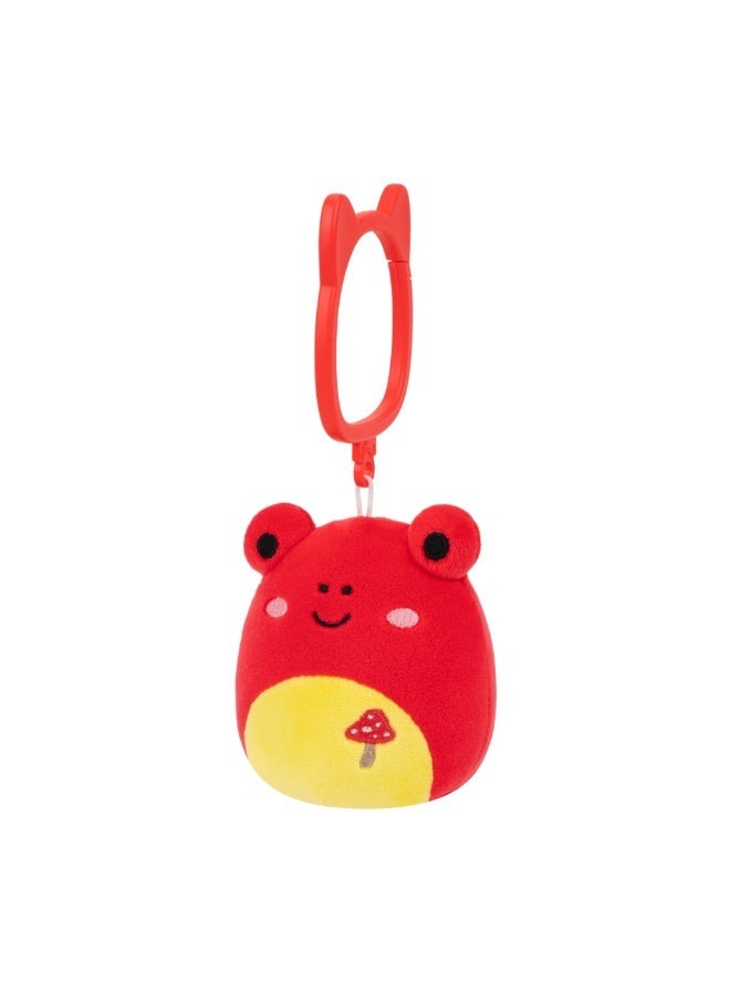 Squishmallows Clip-On Obu the Red Tropical Frog W/Mushroom Embroidery - Image 4