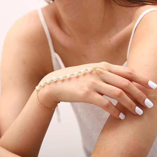 Aeenioy 2 PCS Ring Bracelet for Women Stylish, Hand Chain for Women, Golden Bracelet for Womens, Hand Accessories for Womens, Elegant Jewelry for Formal Events, Parties, Casual Wear, Birthday Gifts - Image 5