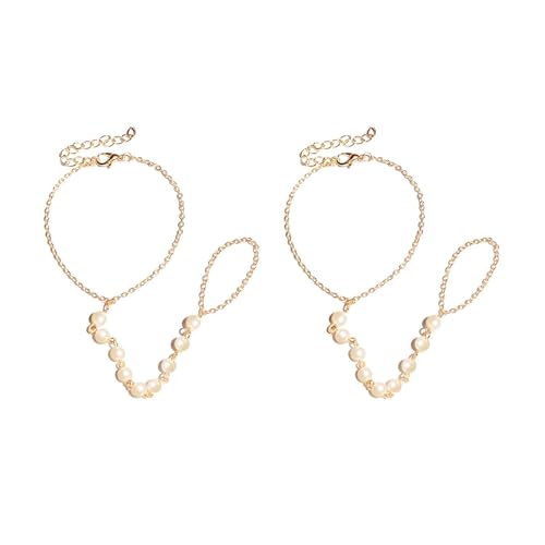 Aeenioy 2 PCS Ring Bracelet for Women Stylish, Hand Chain for Women, Golden Bracelet for Womens, Hand Accessories for Womens, Elegant Jewelry for Formal Events, Parties, Casual Wear, Birthday Gifts - Image 1