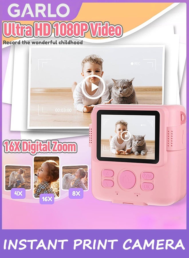 جارلو كاميرا طباعة فورية للأطفال، هدايا عيد الميلاد للبنات والأولاد من سن 3 إلى 12 عامًا، كاميرات فيديو رقمية عالية الدقة للأطفال الصغار، لعبة محمولة للفتيات بعمر 4 5 6 7 8 9 10 سنوات مع بطاقة SD سعة 32 جيجابايت - أرجواني - Image 3
