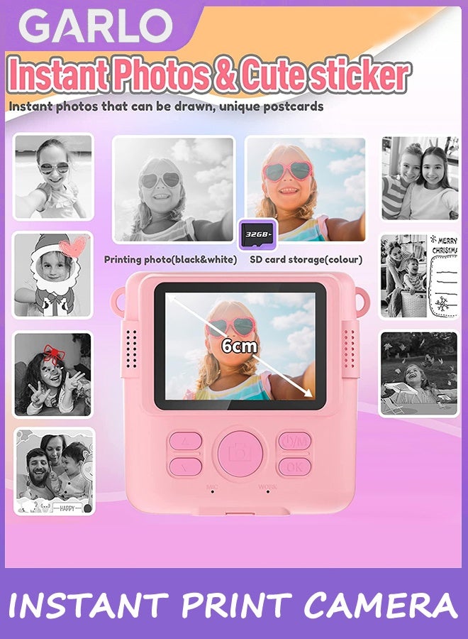جارلو كاميرا طباعة فورية للأطفال، هدايا عيد الميلاد للبنات والأولاد من سن 3 إلى 12 عامًا، كاميرات فيديو رقمية عالية الدقة للأطفال الصغار، لعبة محمولة للفتيات بعمر 4 5 6 7 8 9 10 سنوات مع بطاقة SD سعة 32 جيجابايت - أرجواني - Image 4