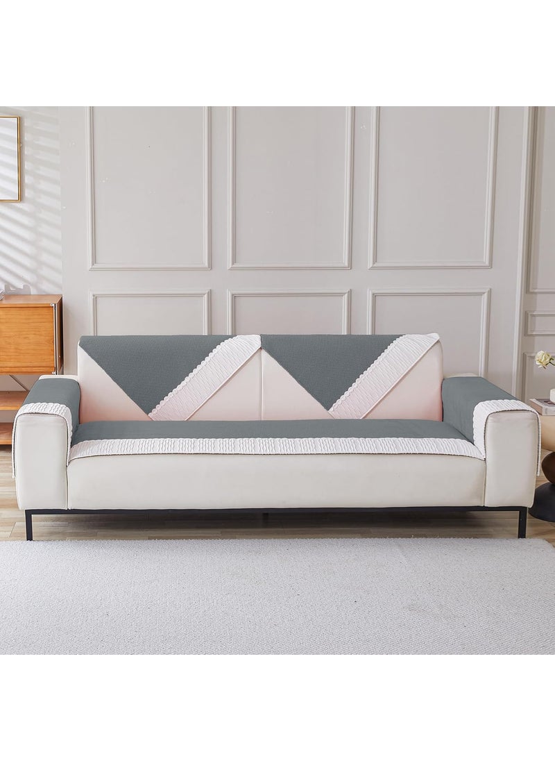HOUSE OF QUIRK - House of Quirk Sofa Covers Corduroy French Style Sofa Furniture Protector 1/2/3/4 Seater Sofa Cover Anti-Slip Sofa Slipcover (2 pc Armrest Grey, 50x70cm) - Image 1