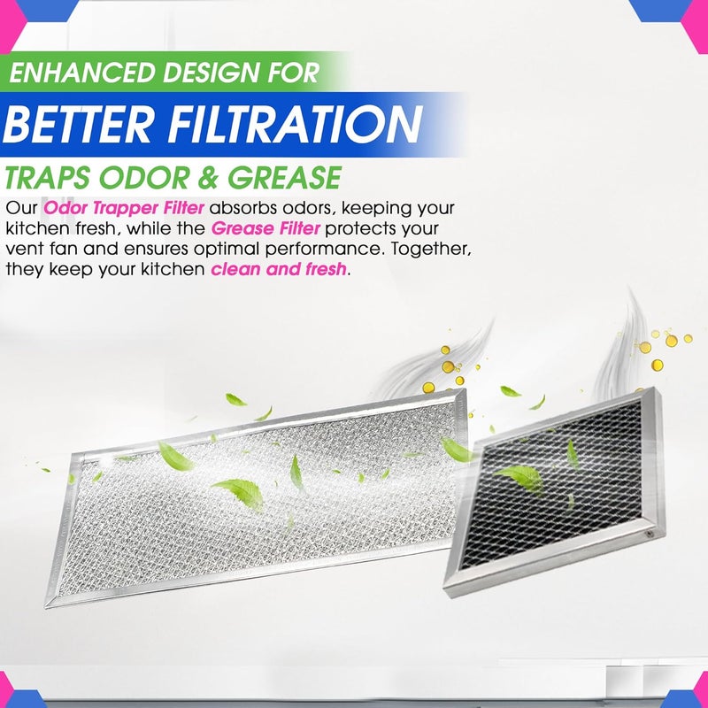 Bagean Grease Microwave Vent Filter W10208631A and Charcoal 8206230A Whirlpool Microwave Filter Replacement Combo Pack - Aluminum Mesh and Carbon Filters Refresh The Kitchen Stove Oven Air (2-Sets) - Image 4