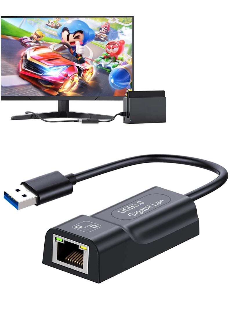 Generic - High-Speed USB 3.0 Ethernet Adapter for Nintendo Switch, Switch OLED, Wii U, Mac and Windows, 1000Mbps LAN Network Accessory - Image 1