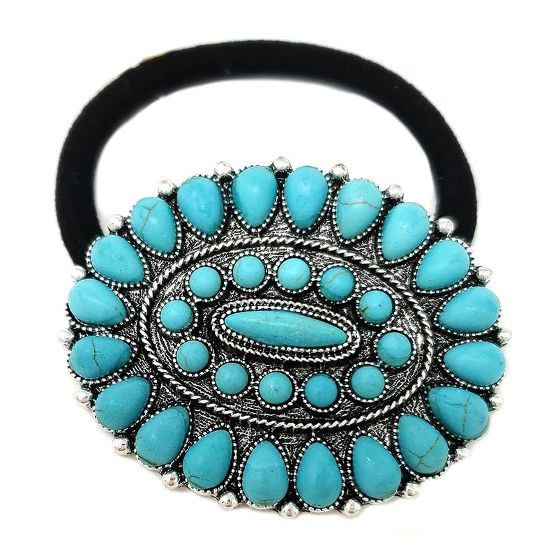 Western Concho Squash Blossom Hair band and Tie