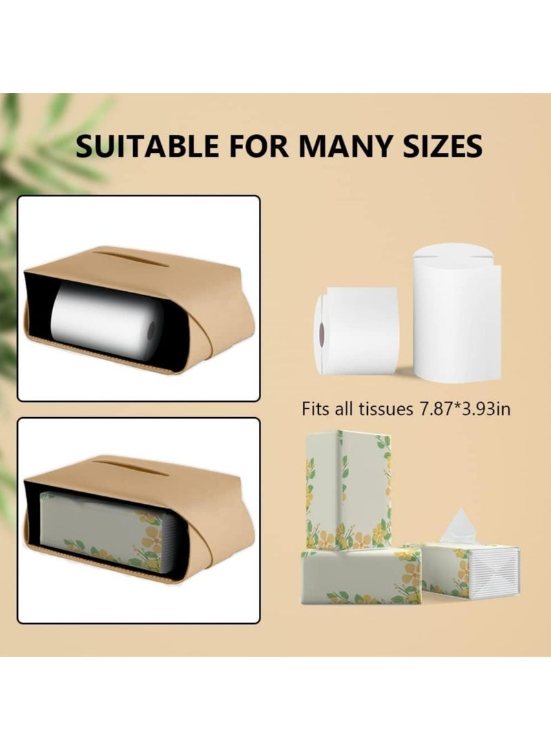 CMGTYYD. حامل غطاء علبة مناديل جلدية، حامل مناديل لغرفة المعيشة وغرفة النوم والمكتب، غطاء علبة مناديل مكتبية للسيارة (كاكي) - Image 4