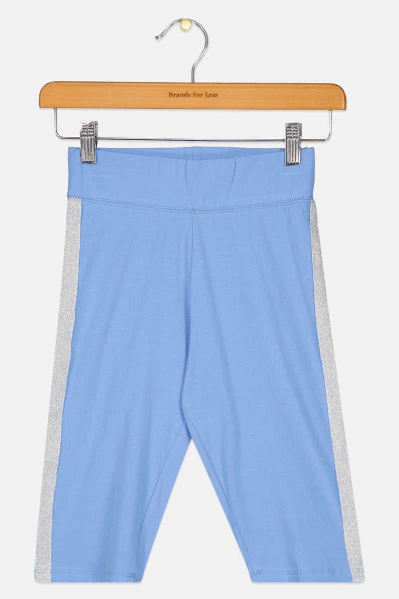 Cool Club Kids Girl Pull On Metallic Short, Baby Blue  - Image 1