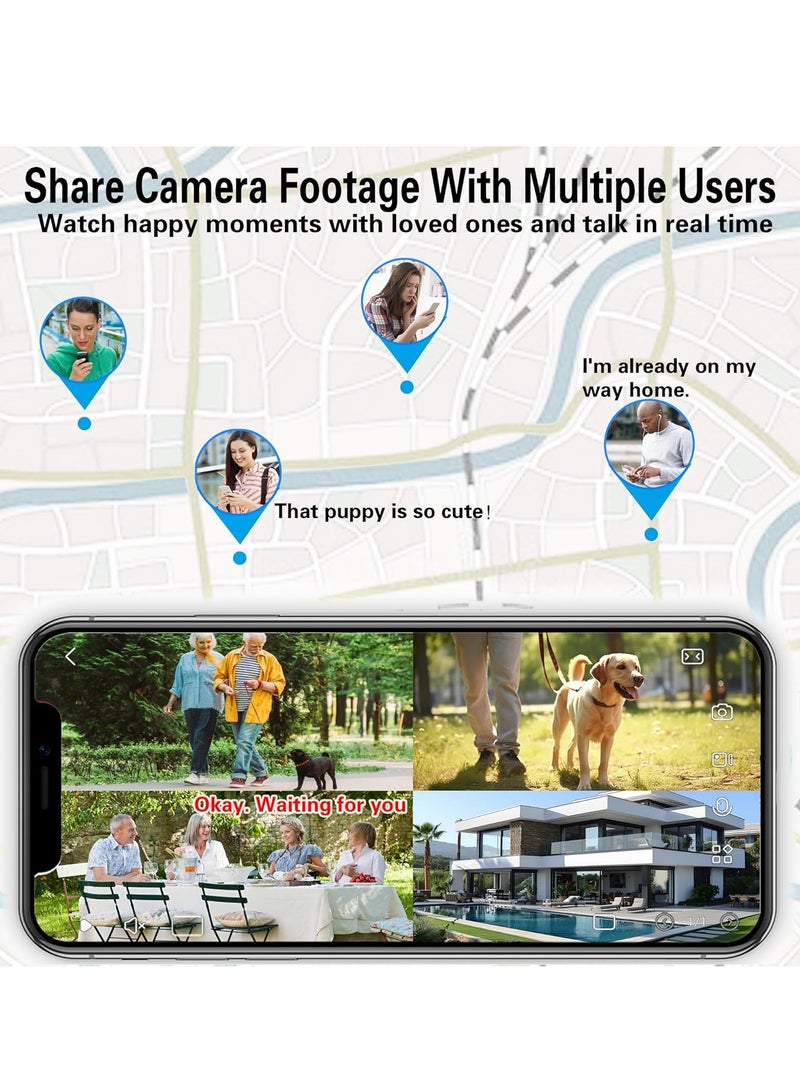 كاميرا واي فاي خارجية مع لوحة طاقة شمسية لاسلكية، مجموعة طاقة البطارية، مراقبة الفيديو، إنذار مع كشف PIR، رؤية ليلية 2K ملونة 360 درجة PTZ+بطاقة SD سعة 64 جيجابايت - Image 5