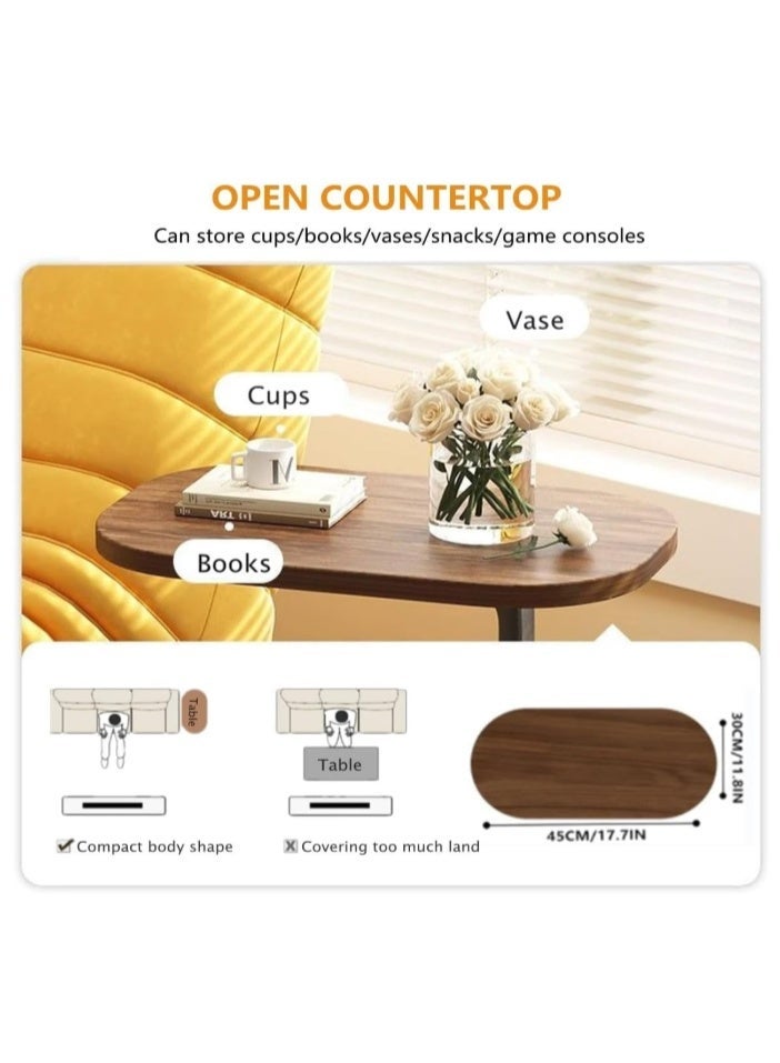 Modern C-shaped side table with a wooden top and metal base – a side table for sofas and beds – versatile for mobile phones, laptops, and coffee – 62×39×28 cm - Image 4