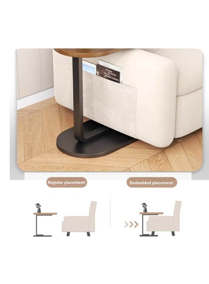 Modern C-shaped side table with a wooden top and metal base – a side table for sofas and beds – versatile for mobile phones, laptops, and coffee – 62×39×28 cm - Image 3