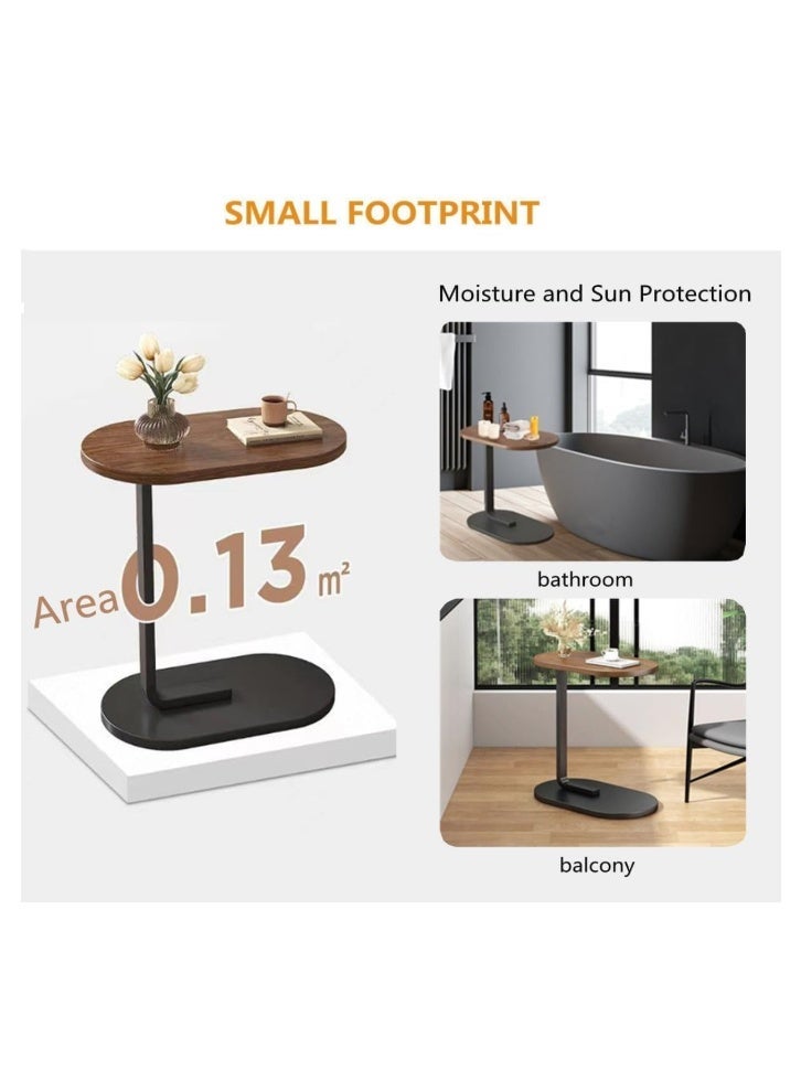 Modern C-shaped side table with a wooden top and metal base – a side table for sofas and beds – versatile for mobile phones, laptops, and coffee – 62×39×28 cm - Image 5
